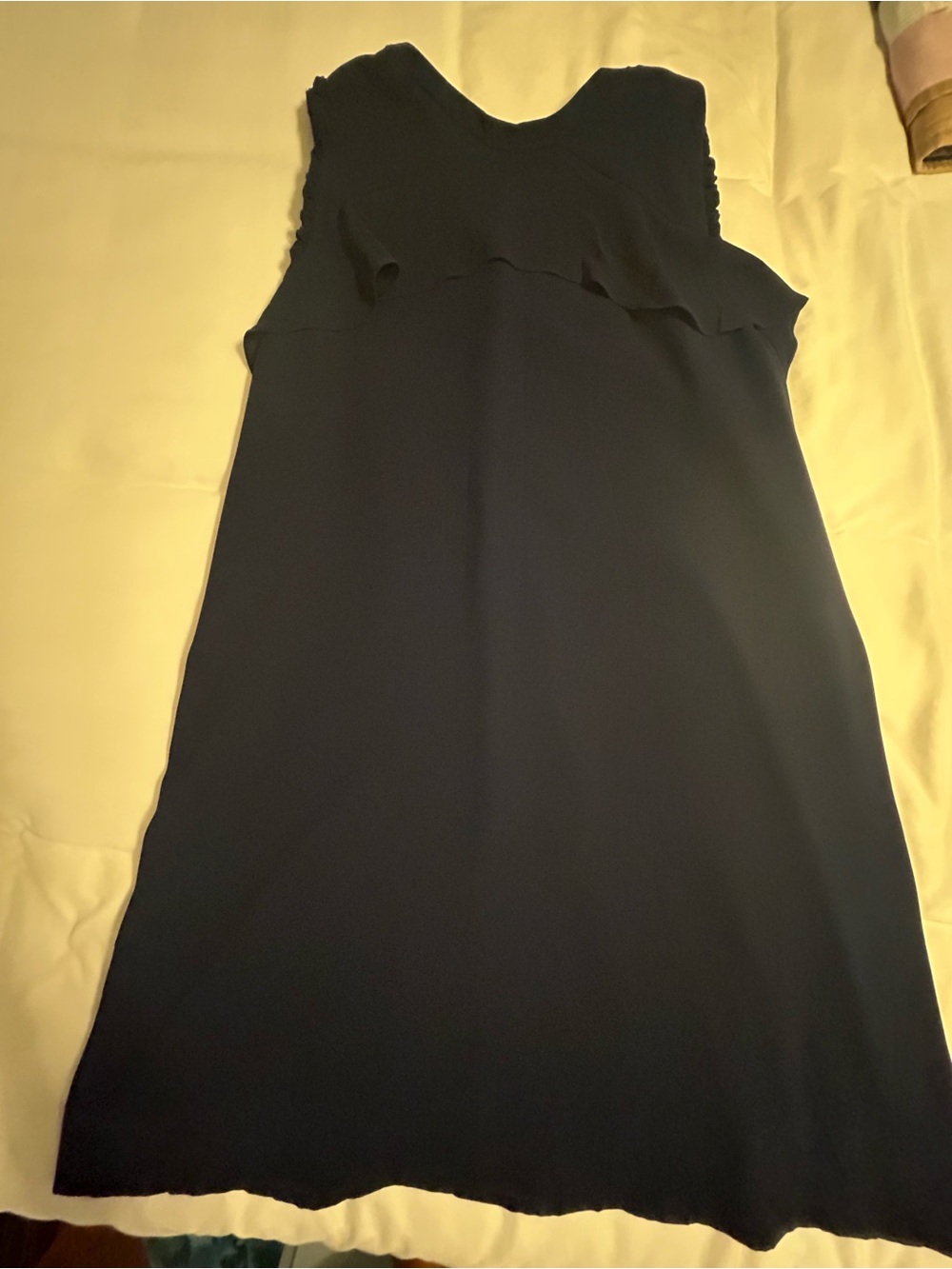 Sleeveless Navy Ruffle Shift Dress